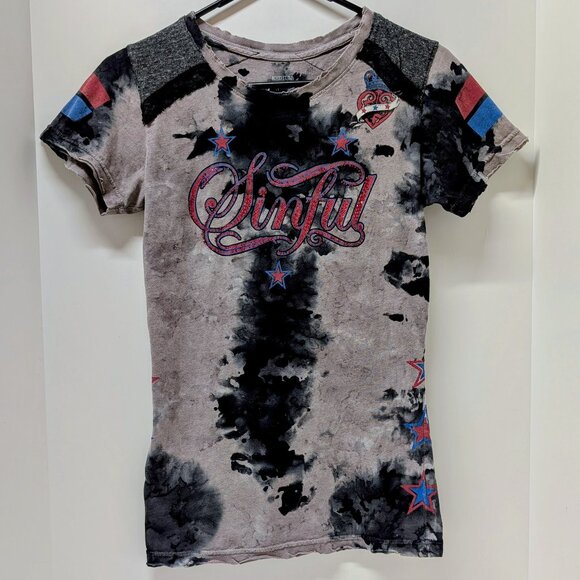Sinful by Affliction 'Love 'n Pride' Angel Wing Graphic Print Tee - Picture 1 of 8